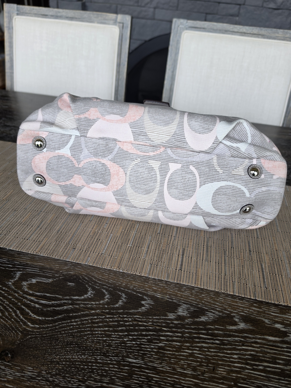 Coach Soho Optic Gray and Peach Signature Pattern Shoulder Bag - Picture 4 of 4